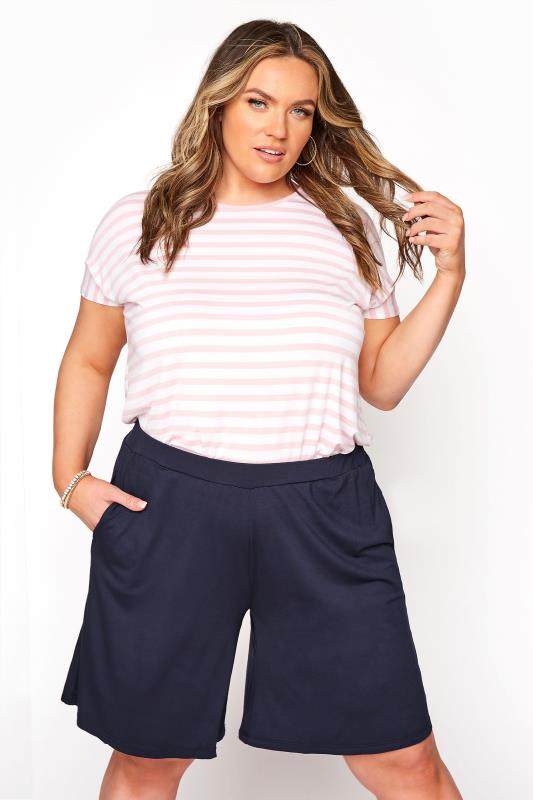 Jersey Shorts Grande Taille Navy Jersey Pull On Shorts