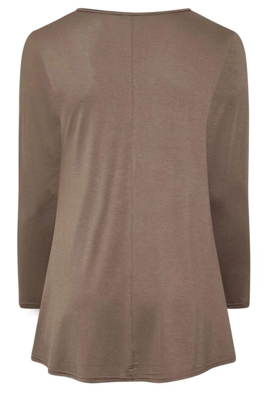 LIMITED COLLECTION Plus Size Mocha Brown Keyhole Tie Long Sleeve Top | Yours Clothing  7