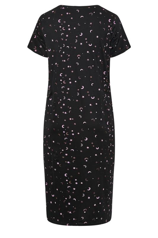 Plus Size Black Star & Moon Print Midaxi Nightdress | Yours Clothing 7