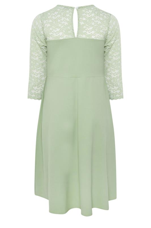 YOURS LONDON Curve Plus Size Sage Green Lace Sweetheart Midi Dress | Yours Clothing  7