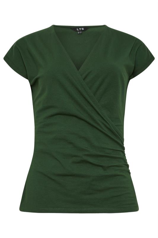 LTS Tall Women's 2 PACK Forest Green & Wine Red Short Sleeve Wrap Tops | Long Tall Sally 9