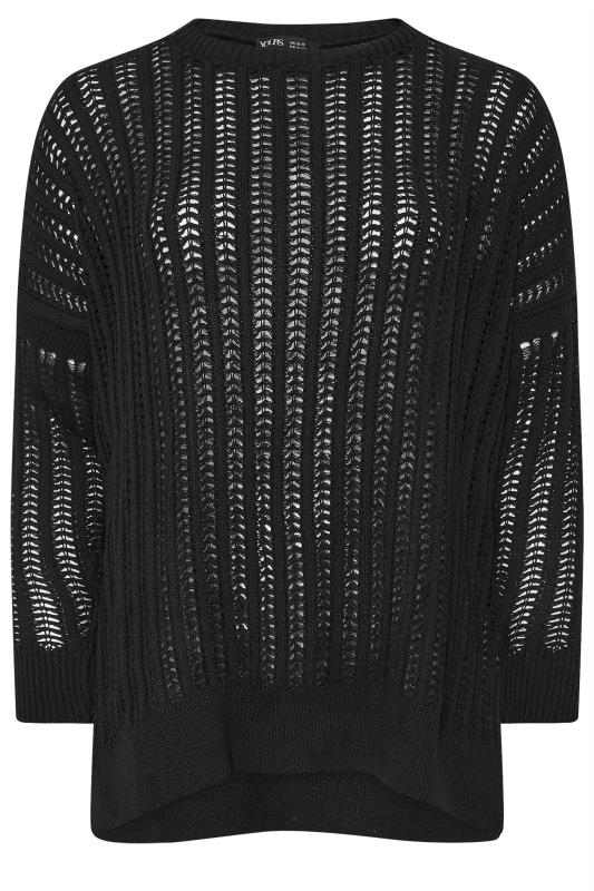 YOURS Plus Size Black Crochet Jumper | Yours Clothing 5