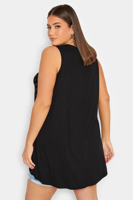 YOURS Plus Size Black Spot Print Dipped Hem Vest Top | Yours Clothing 3