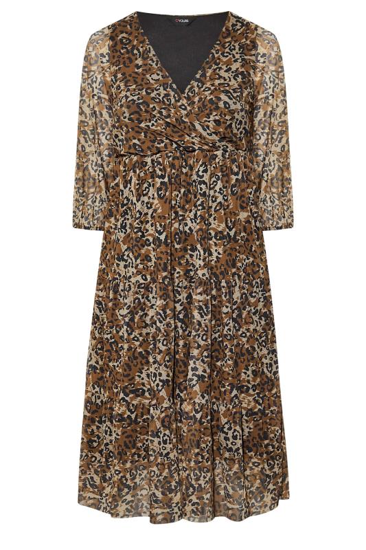 Plus Size Brown Leopard Print Mesh Dress | Yours Clothing 6