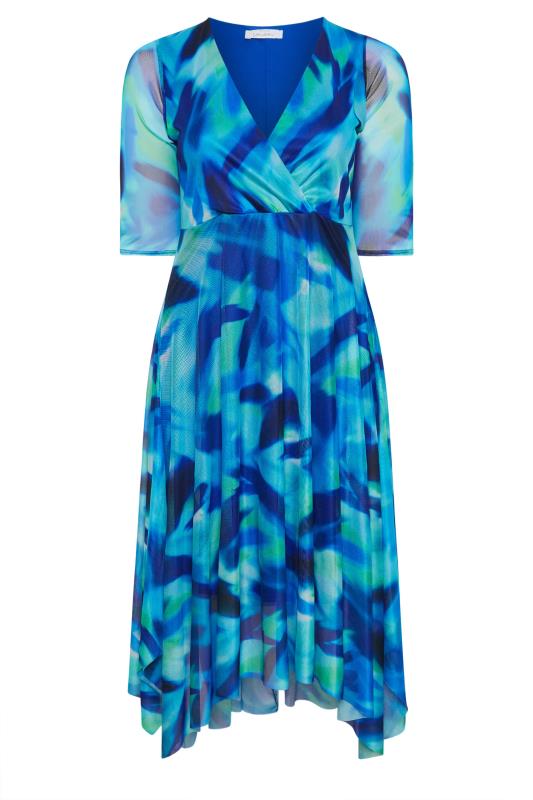 Plus Size  YOURS LONDON Curve Blue Abstract Print Wrap Dress