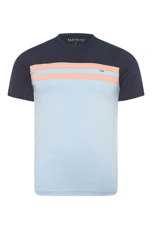 BadRhino Big & Tall Navy Blue Cut & Sew Stripe T-Shirt 2