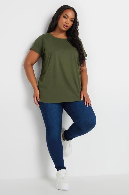 YOURS 3 PACK Plus Size Green & Black Core T-Shirts | Yours Clothing 3