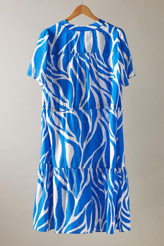 EVANS Plus Size Blue Abstract Print Midi Shirt Dress | Evans 6