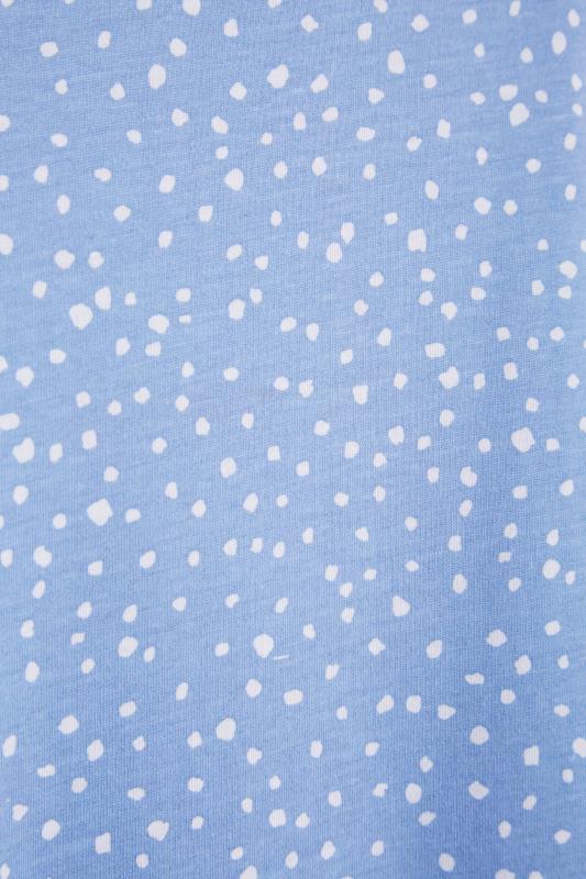 Plus Size Blue Spot Print Puff Sleeve Top | Yours Clothing  5