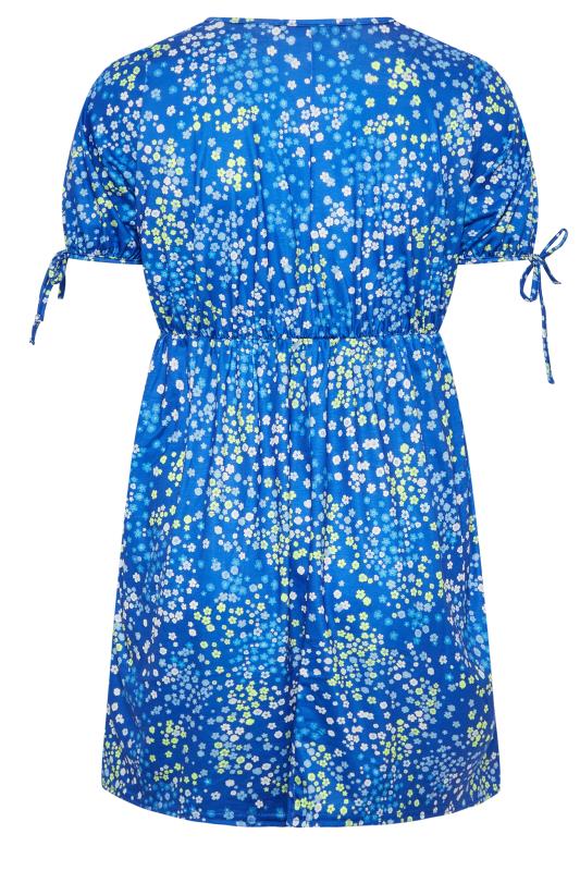 LIMITED COLLECTION Plus Size Curve Blue Ditsy Print Smock Dress | Yours Clothing  9