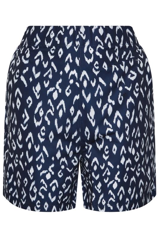 YOURS Curve Plus Size Navy Blue Ikat Print Board Shorts | Yours Clothing  5