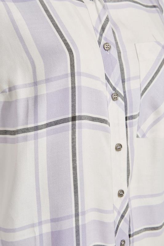 Curve White & Lilac Purple Check Boyfriend Shirt 5