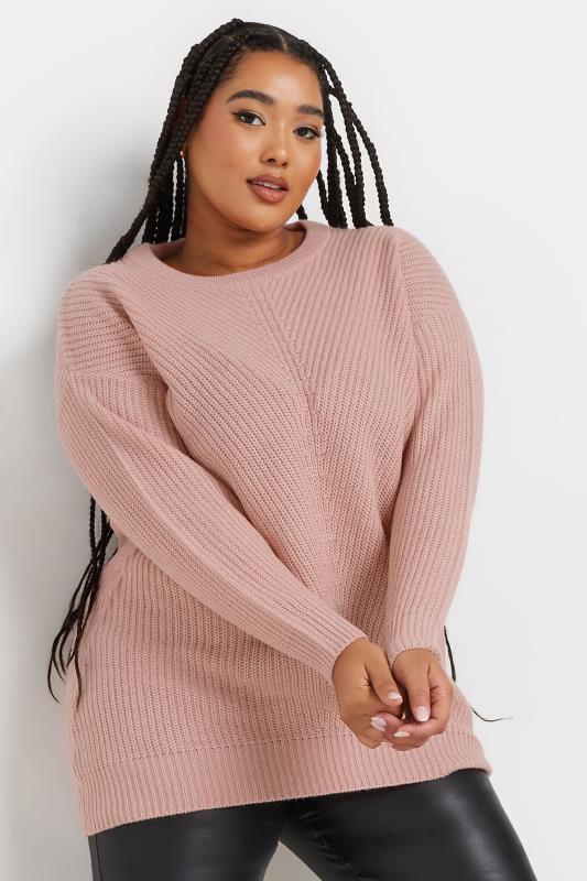  Grande Taille YOURS Curve Essential Baby Pink Knitted Jumper