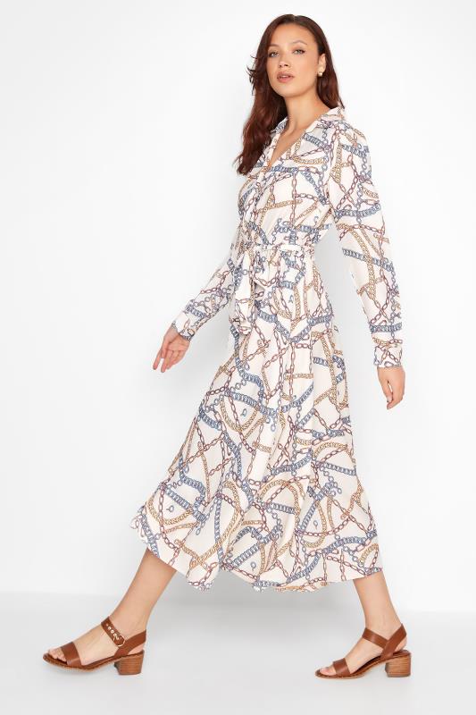 LTS Tall White Chain Print Wrap Midaxi Dress 2
