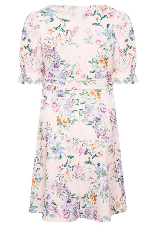 YOURS LONDON Curve Pink Floral Print Puff Sleeve Dress | Yours Clothing 7