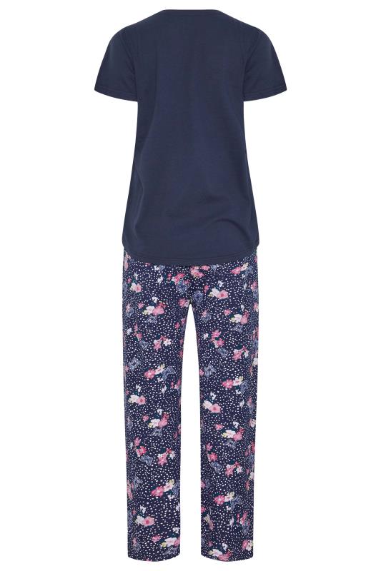Petite Navy Blue 'Dreamer' Floral Print Pyjama Set | PixieGirl  8