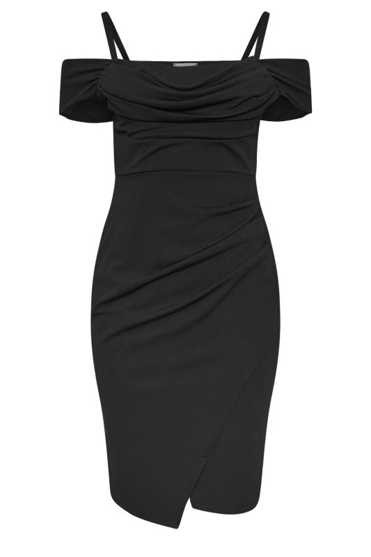 YOURS LONDON Plus Size Black Cold Shoulder Ruched Dress | Yours Clothing 5