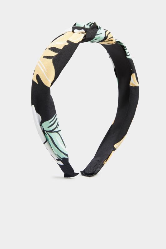 Plus Size  Black Palm Leaf Knot Headband