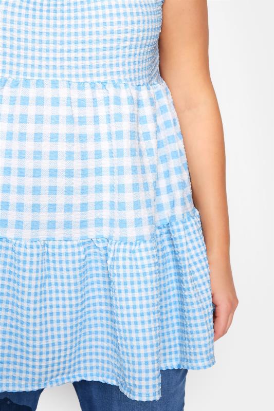 LIMITED COLLECTION Curve Blue Contrast Gingham Tiered Vest Top 4