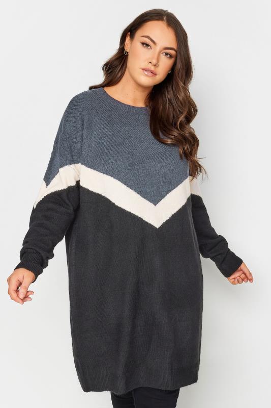 YOURS FOR GOOD Plus Size Blue Oversized Recycled Jumper | Yours Clothing 1