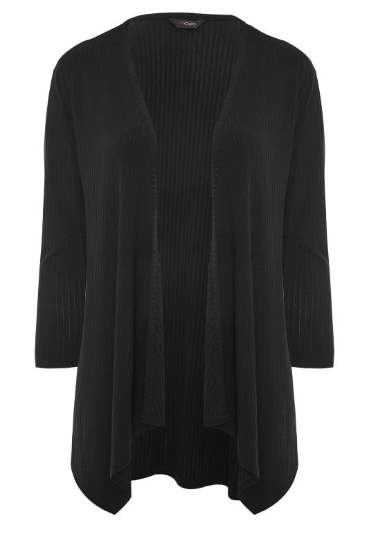 Plus Size Black Waterfall Rib Cardigan | Yours Clothing 5