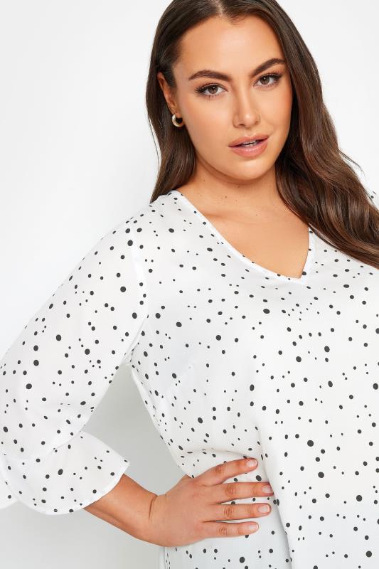 YOURS Plus Size White Spot Print Swing Top | Yours Clothing 4