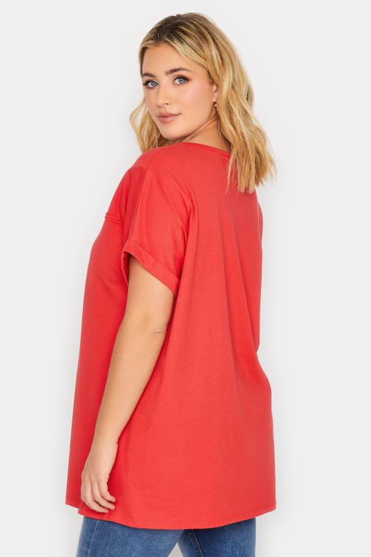 YOURS Plus Size Red Cut Out T-Shirt | Yours Clothing 3