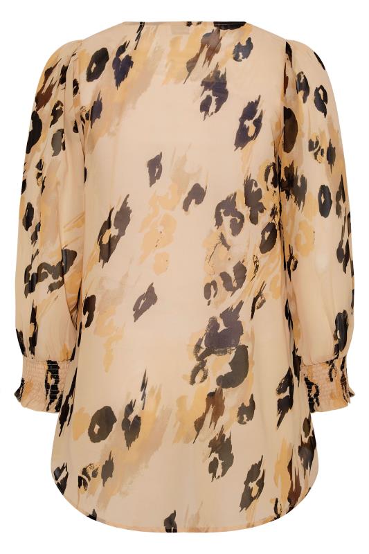 YOURS LONDON Plus Size Brown Leopard Print Balloon Sleeve Shirt | Yours Clothing  6