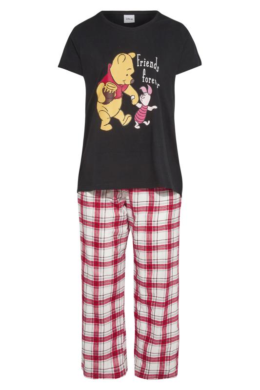 DISNEY Plus Size Black Winnie The Pooh & Piglet Check Print Pyjama Set | Yours Clothing 5