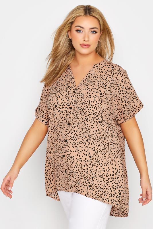 Plus size V-neck Dalmatian Print Button Front Top With Pocket Detail New Prints Tops FREE SHIPPING & RETURN