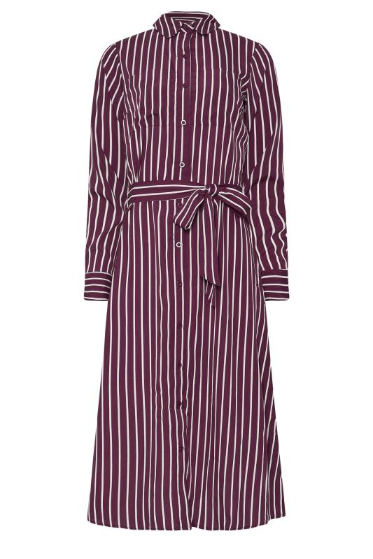 LTS Tall Burgundy Red Striped Long Sleeve Shirt Dress | Long Tall Sally 6