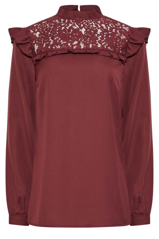 LTS Tall Women's Burgundy Red Lace Detail Blouse | Long Tall Sally 6