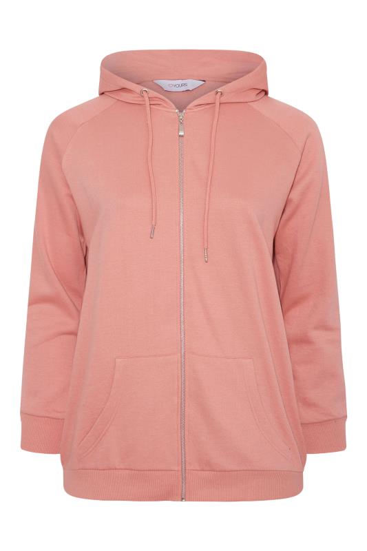 Plus Size Pink Basic Zip Through Hoodie | Yours Clothing  6