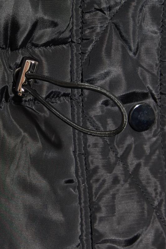 Plus Size Black Plush Padded Midi Gilet | Yours Clothing 5
