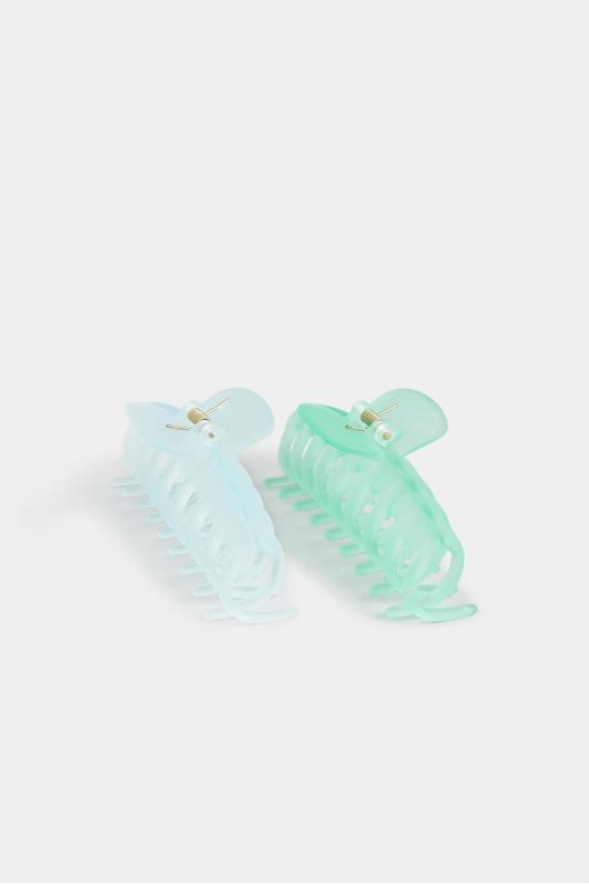 2 PACK Blue & Green Transparent Claw Clips 2