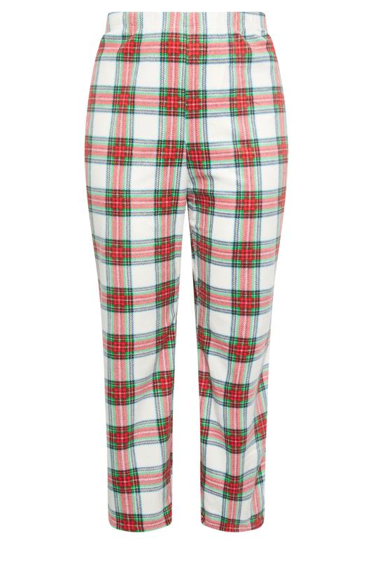 Plus Size  YOURS Curve White & Red Tartan Print Pyjama Bottoms