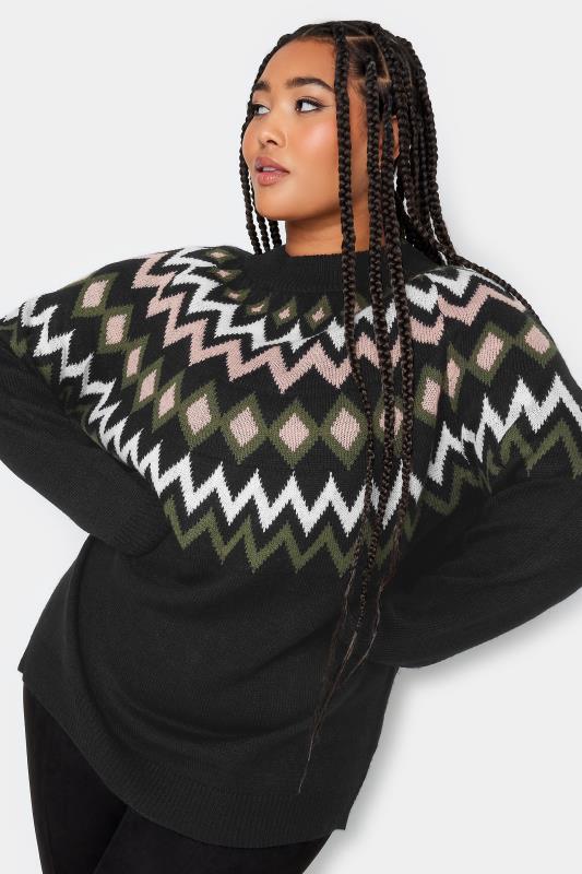 YOURS Plus Size Black Fairisle Knitted Jumper | Yours Clothing 1