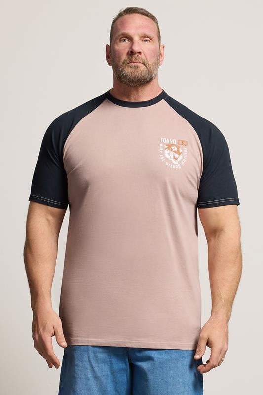 KAM Big & Tall roze raglan T-shirt