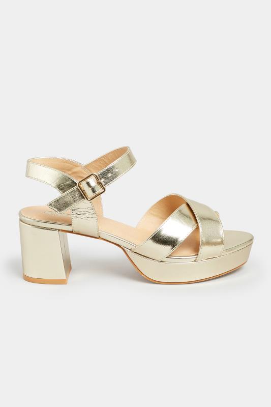 Gold Metallic Platform Heels In Wide E Fit & Extra Wide EEE Fit | Yours Clothing 3