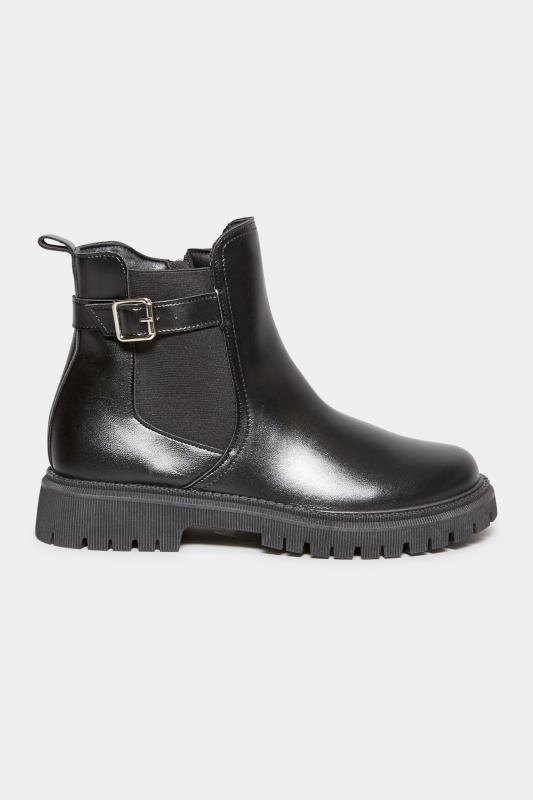 Black Chunky Buckle Ankle Boots In Extra Wide EEE Fit | Yours Clothing 3