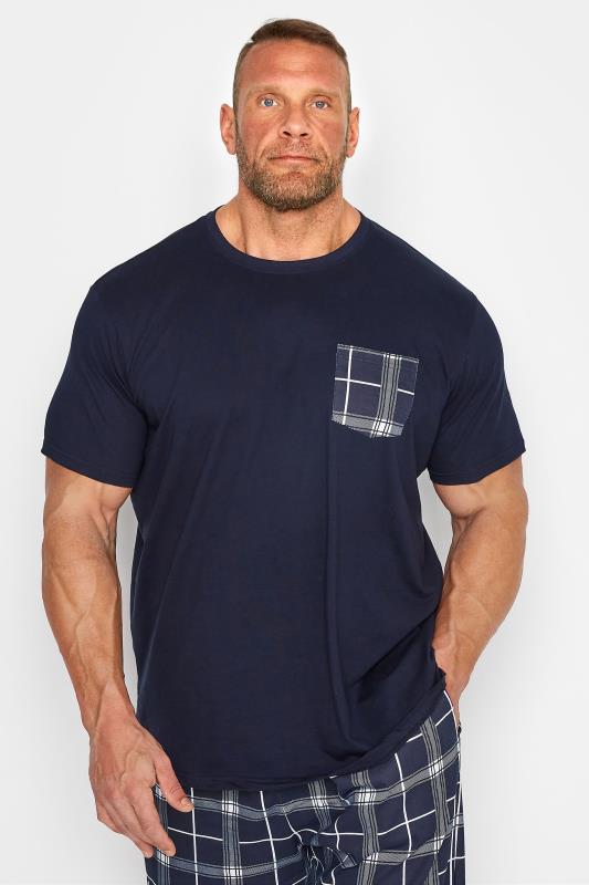 BadRhino Big & Tall Navy Blue Check Print Pyjama Set_A.jpg