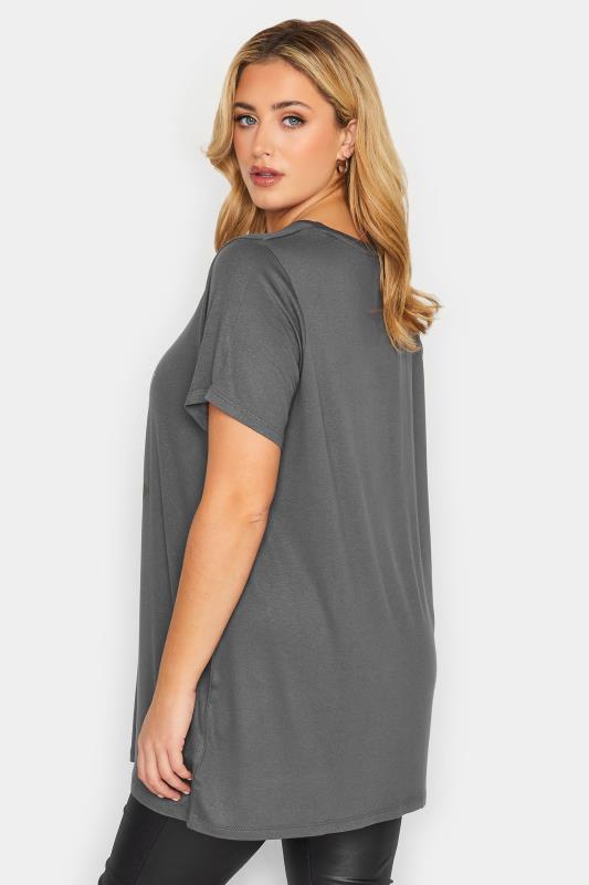 Curve Plus Size Grey 'Dreams' Slogan Graphic Print T-shirt | Yours Clothing 3