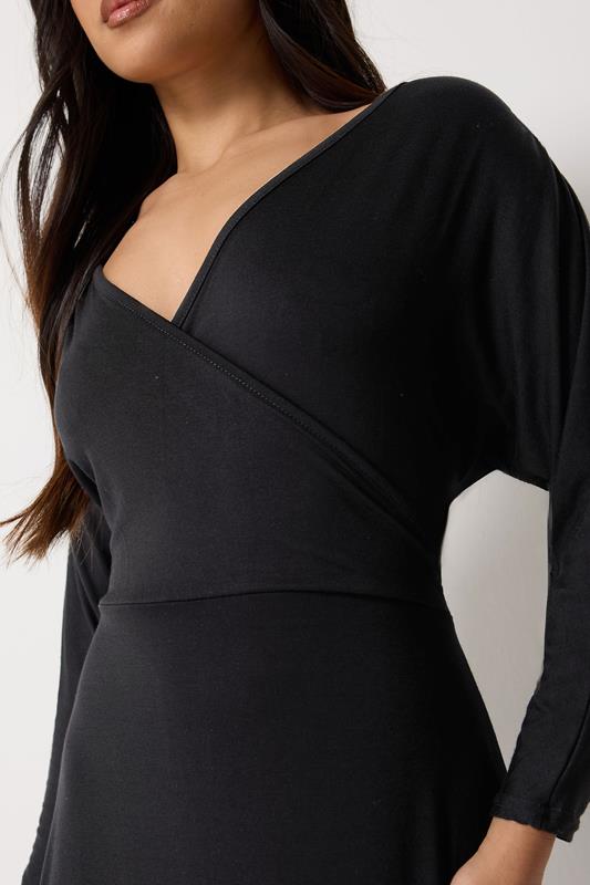 PixieGirl Petite Women's Black Wrap Midi Dress | PixieGirl 4