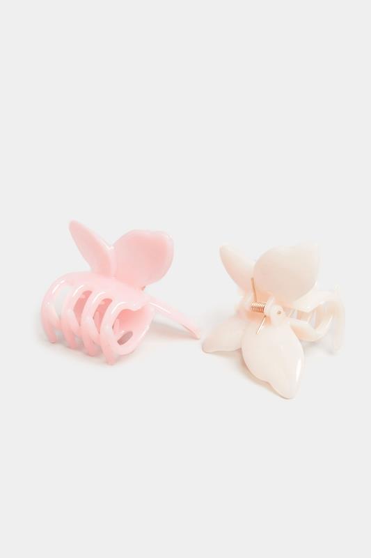 2 PACK White & Pink Butterfly Hair Clips | Yours Clothing 4