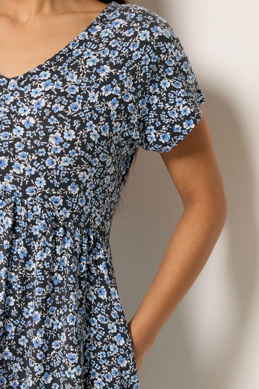 M&Co Petite Black Floral V-Neck Midi Dress | M&Co 4