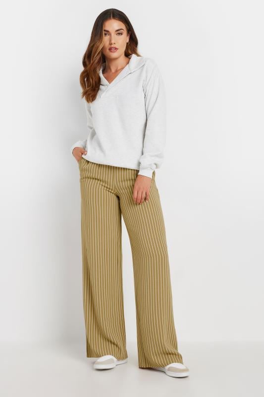 LTS Tall Women's Natural Brown Stripe Wide Leg Trousers | Long Tall Sally 1