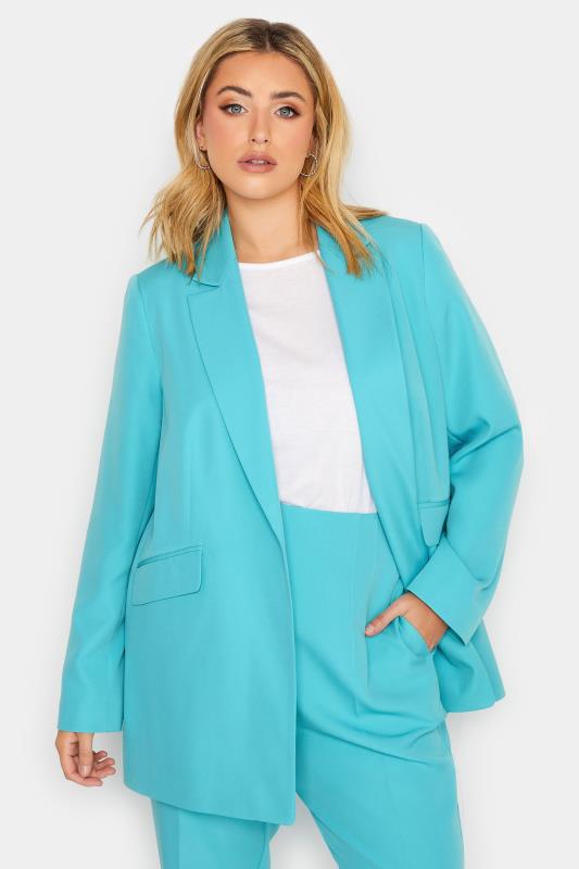 YOURS Plus Size Curve Bright Blue Blazer | Yours Clothing  1