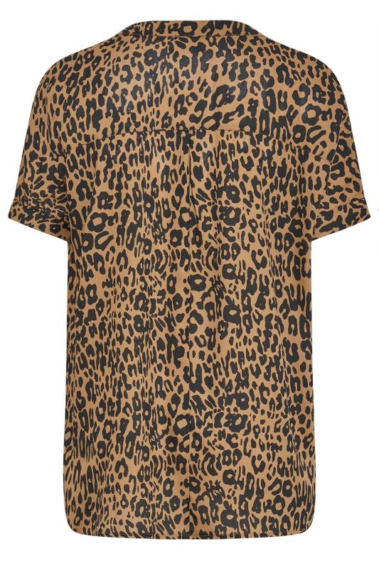 Curve Brown Leopard Print Grown On Sleeve Shirt 7