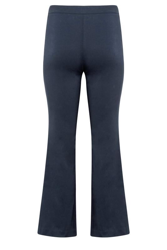 Petite Navy Blue Stretch Bengaline Bootcut Trousers | PixieGirl 5