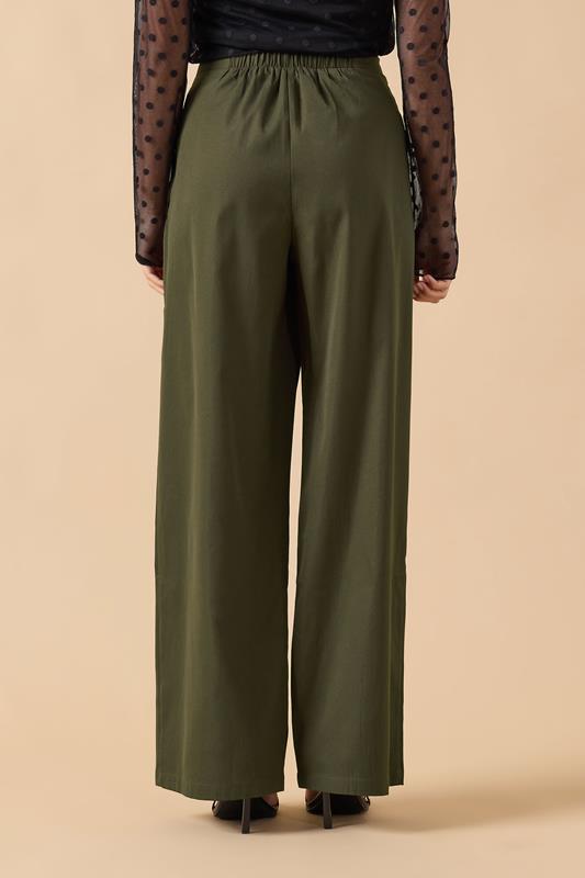 PixieGirl Petite Women's Khaki Green Zip Pleated Trousers | PixieGirl 2